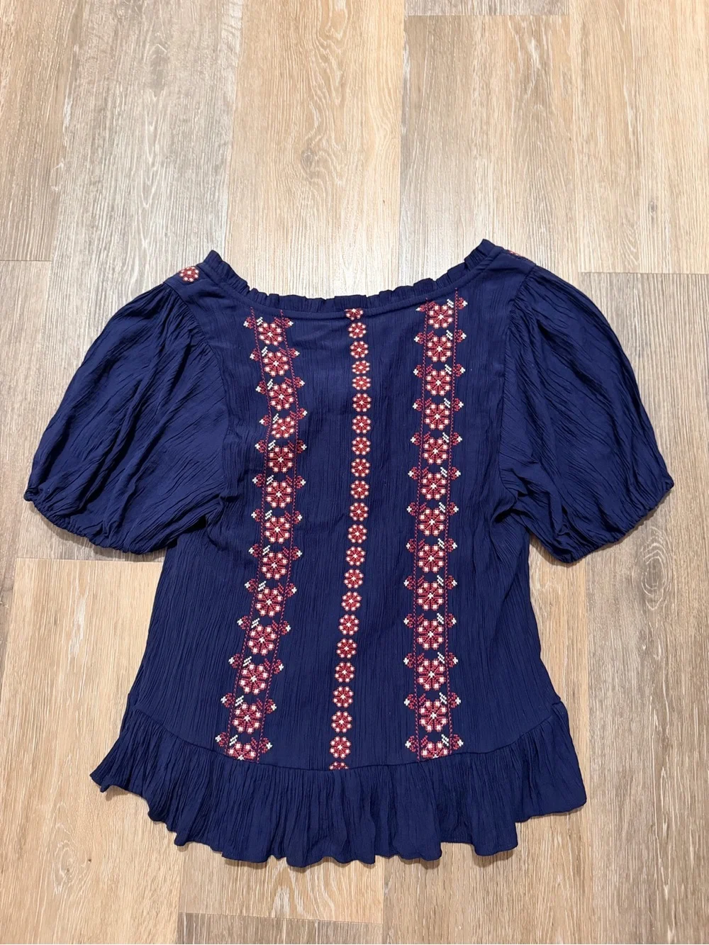 Abercrombie peplum puff sleeve top